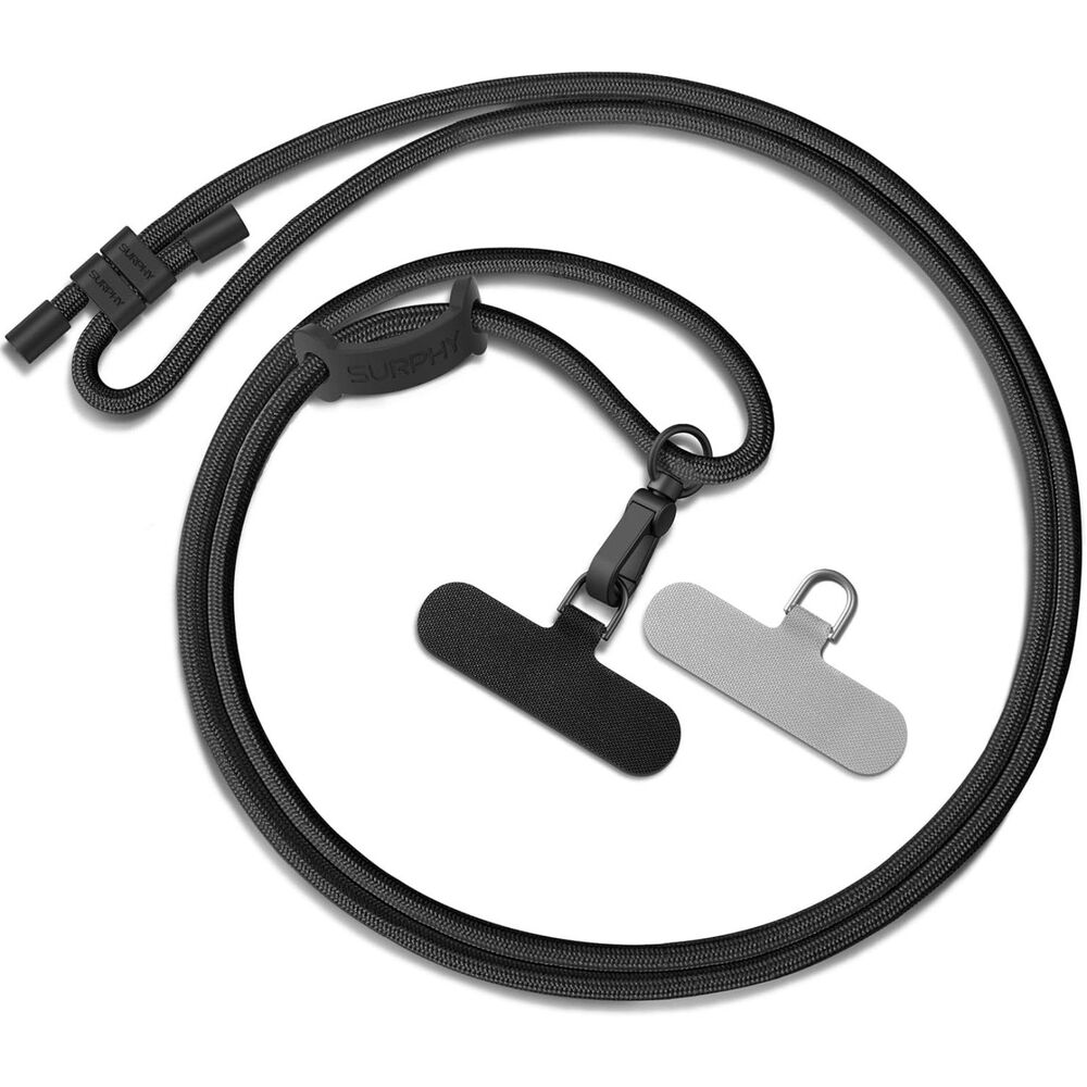 SURPHY Phone Lanyard Crossbody Adjustable Strap With 2 Tether Tabs Black